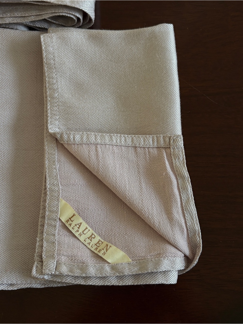 LAUREN Ralph Lauren Home Vintage Herringbone Napkins 16 Pieces Blush Pink